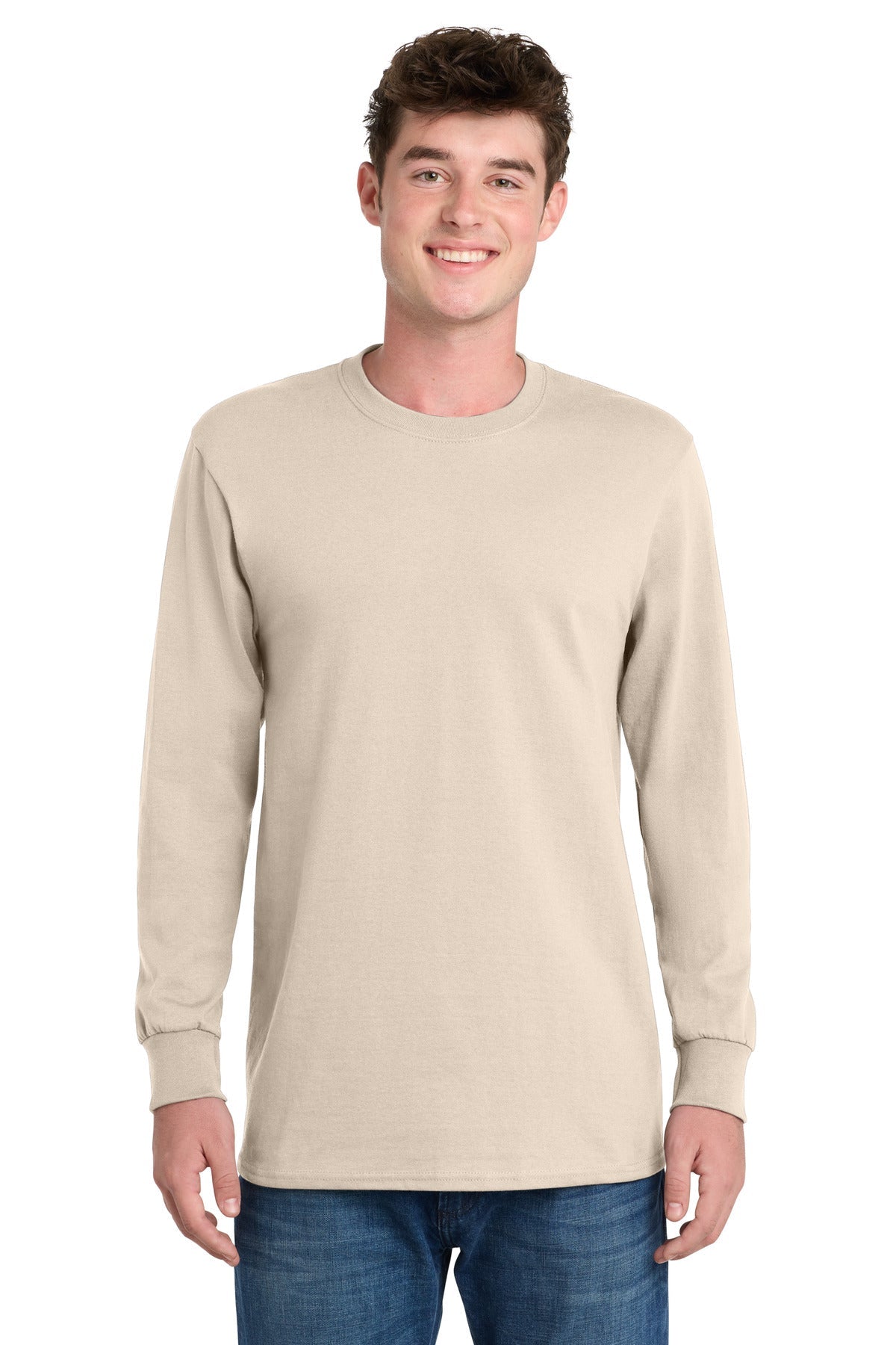 Natural Port & Co Long Sleeve Essential Tee. PC61LS