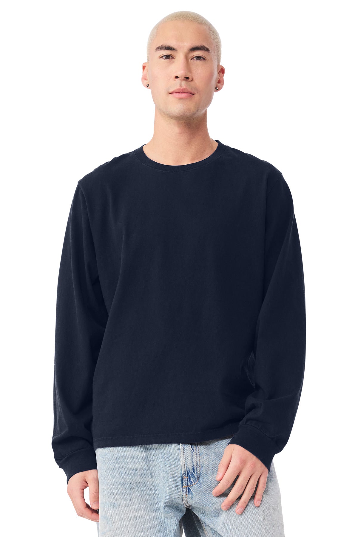Navy BELLA+CANVAS Unisex Heavyweight Garment-Dyed Long Sleeve Tee BC4851GD