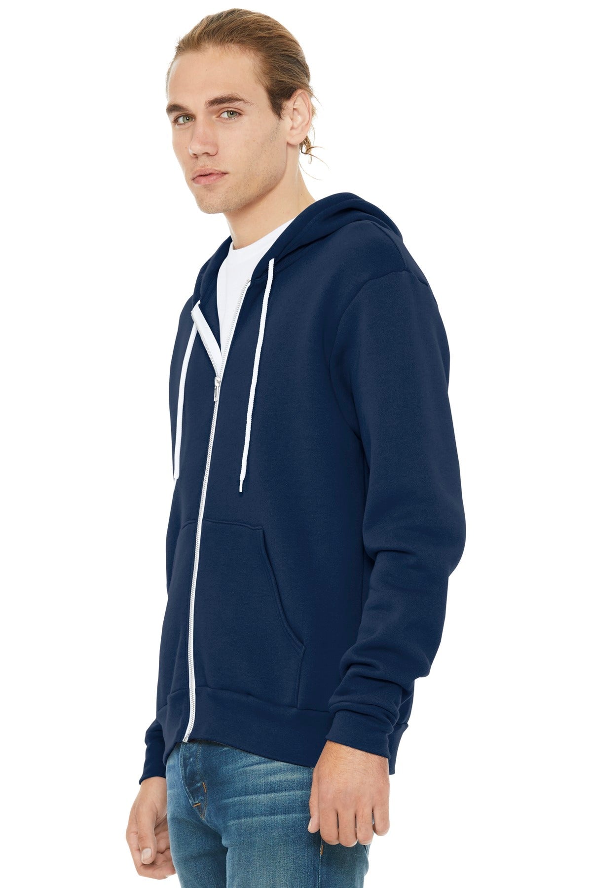 Navy BELLA+CANVAS Unisex Sponge Fleece Full-Zip Hoodie. BC3739