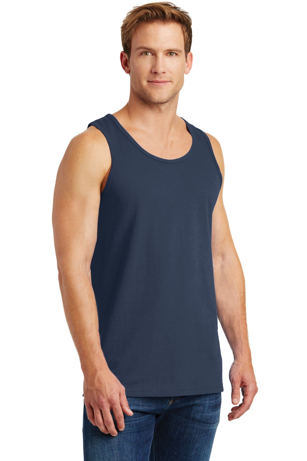 Navy Gildan Heavy Cotton Tank Top. G5200