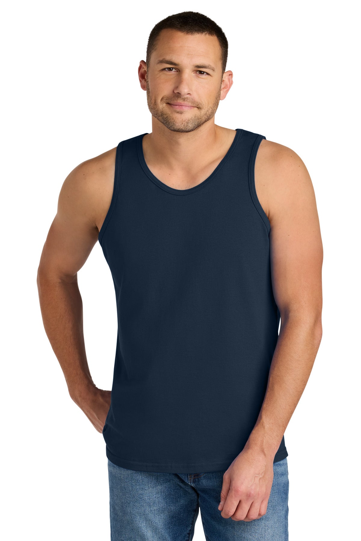 Navy Gildan Heavy Cotton Tank Top. G5200