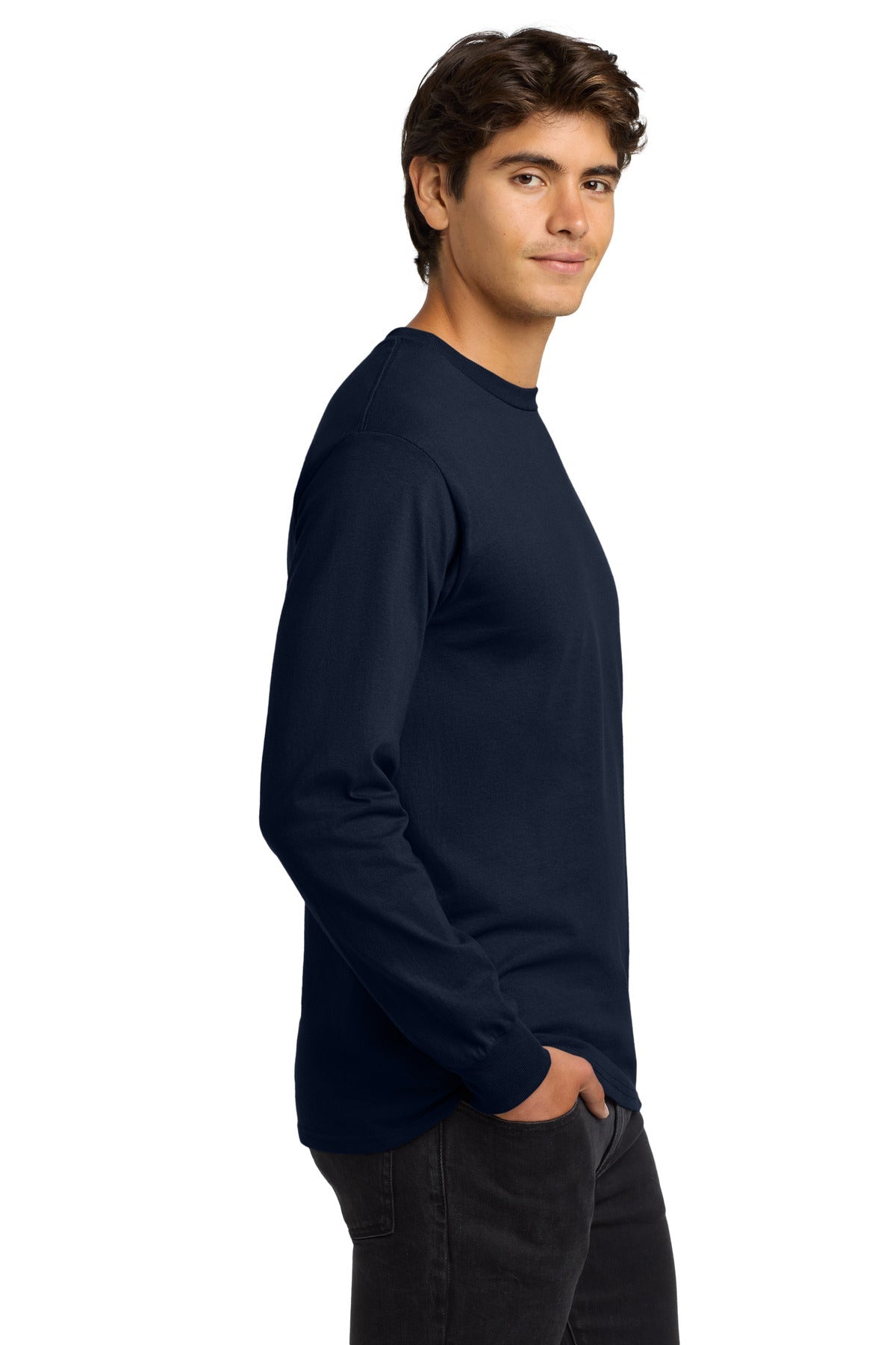 Navy Gildan - Ultra Cotton 100% US Cotton Long Sleeve T-Shirt. G2400