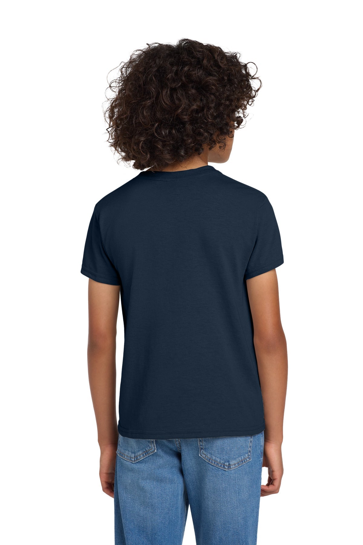 Navy Gildan Youth DryBlend 50 Cotton/50 Poly T-Shirt. 8000B