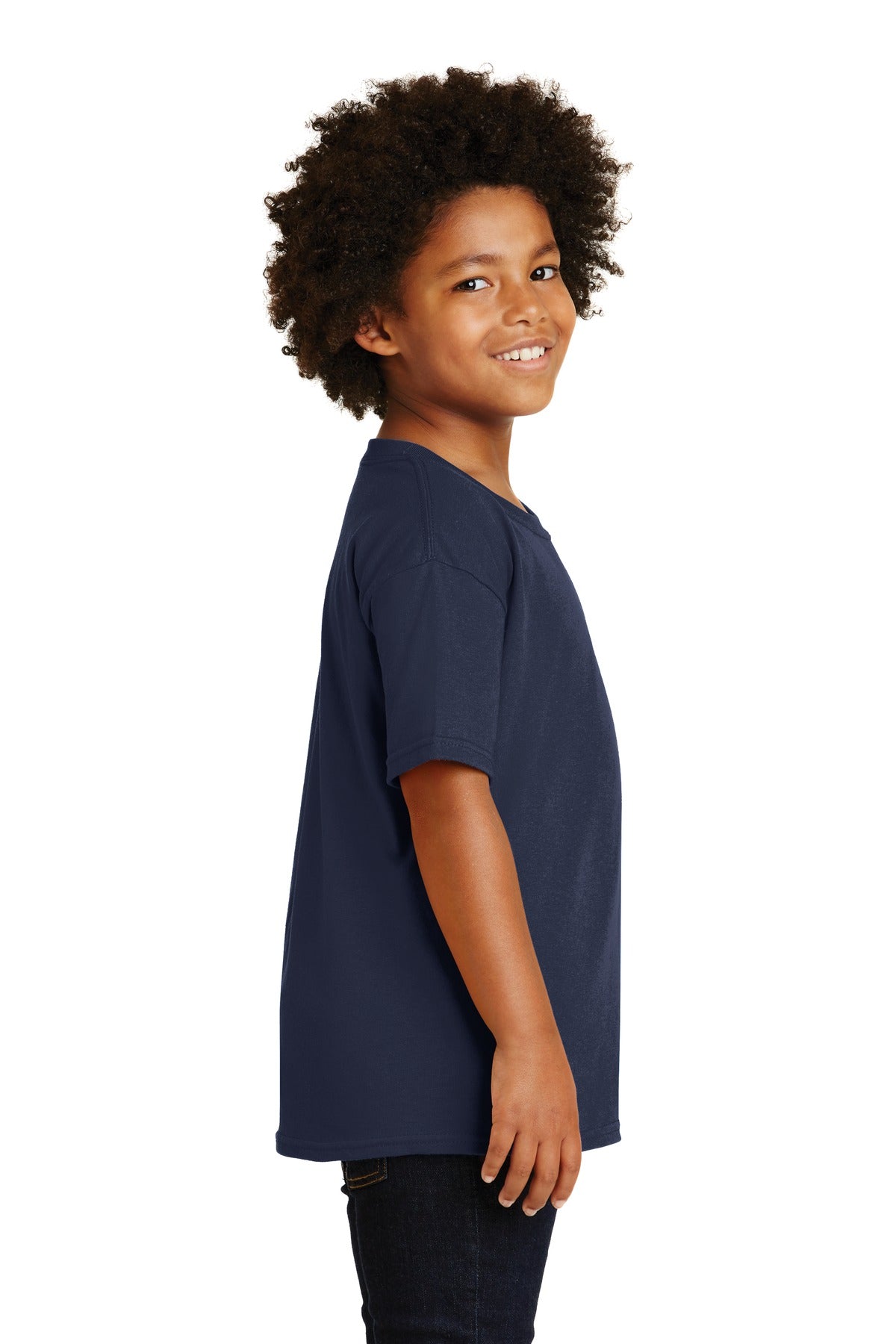 Navy Gildan - Youth Heavy Cotton 100% Cotton T-Shirt. 5000B