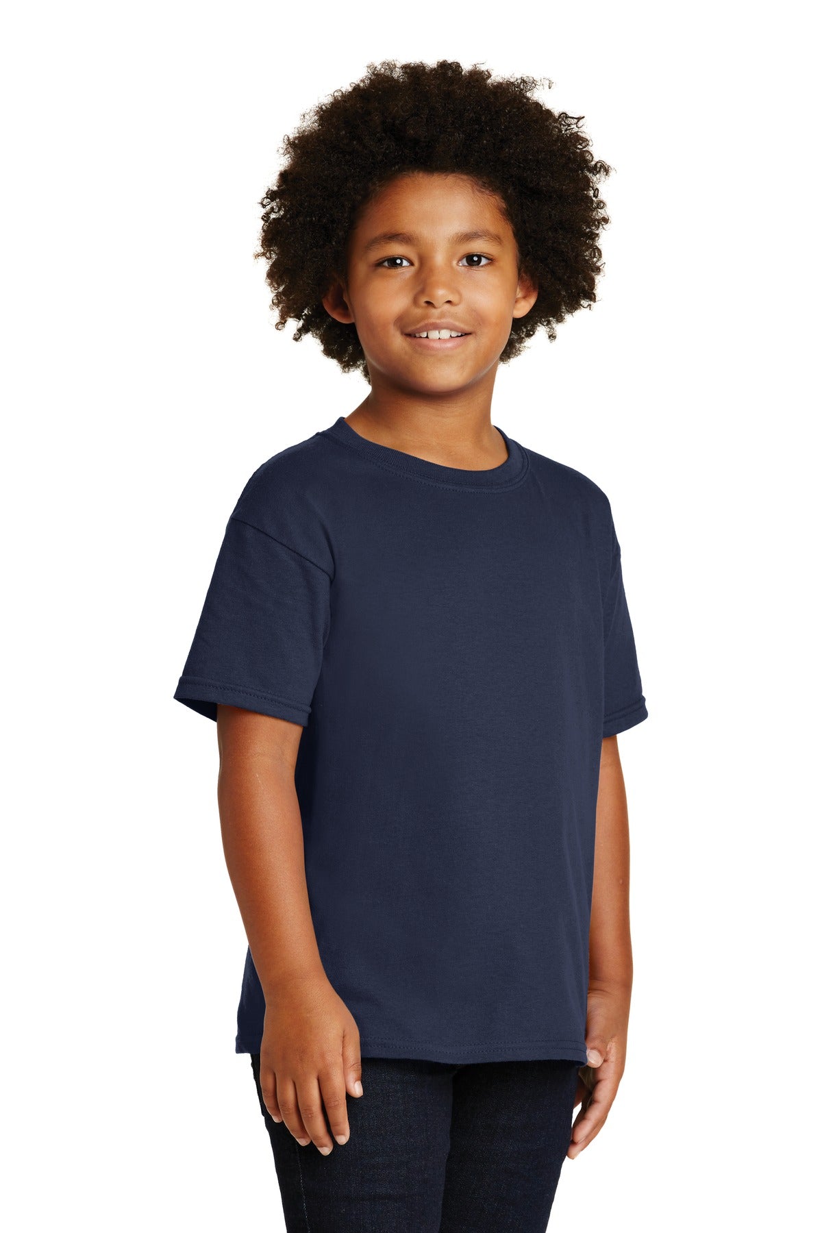 Navy Gildan - Youth Heavy Cotton 100% Cotton T-Shirt. 5000B