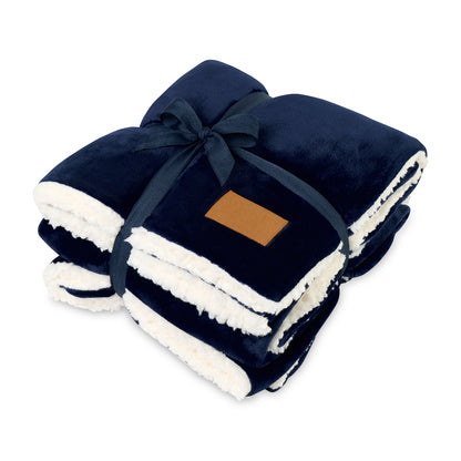 Navy Mink Sherpa Blanket plain