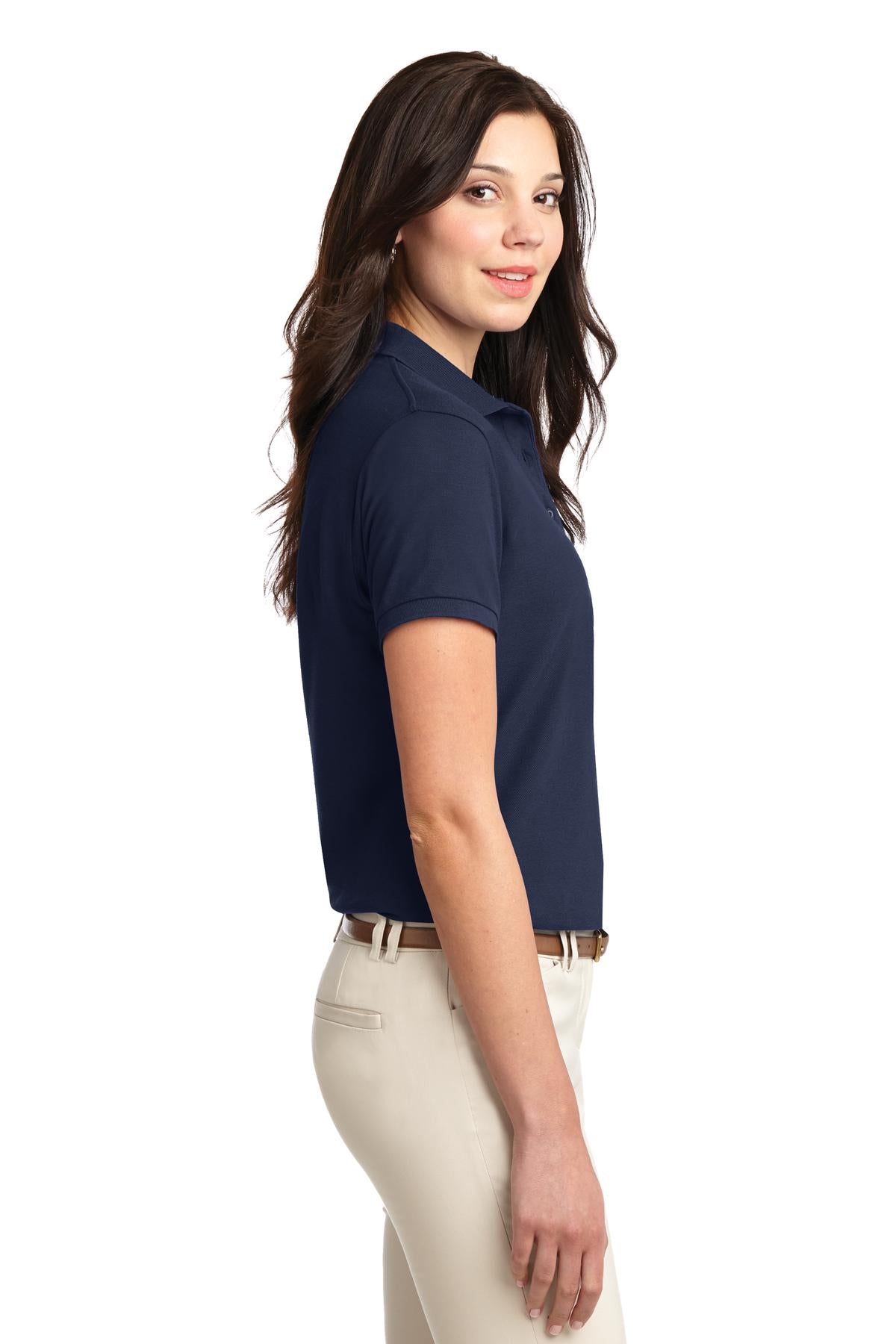 Navy Port Authority Women's Silk Touch Polo. L500