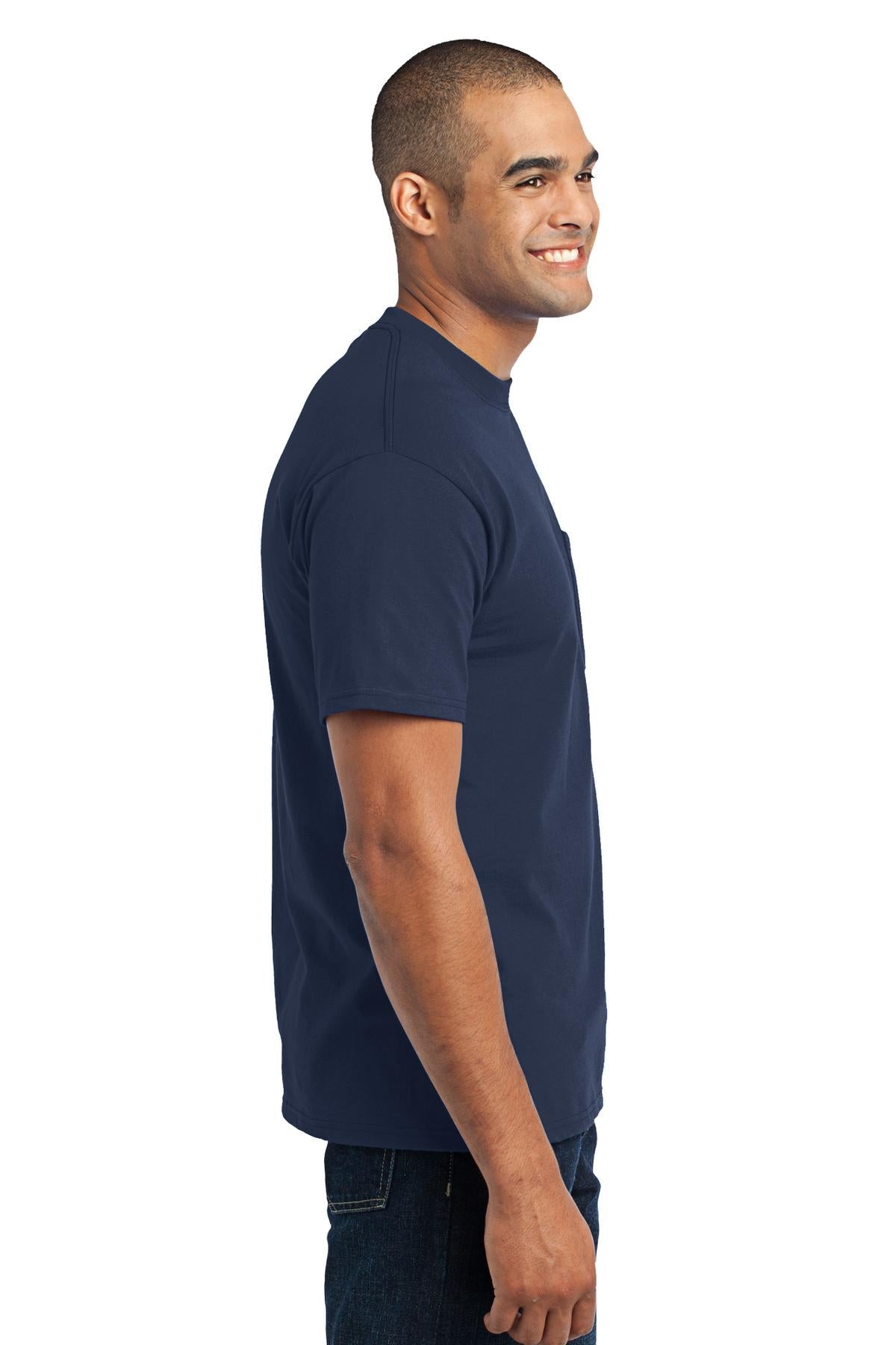Navy Port & Co Core Blend Pocket Tee. PC55P