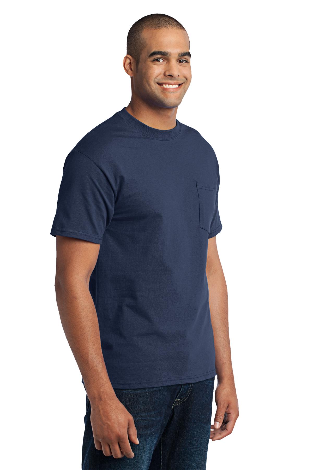 Navy Port & Co Core Blend Pocket Tee. PC55P
