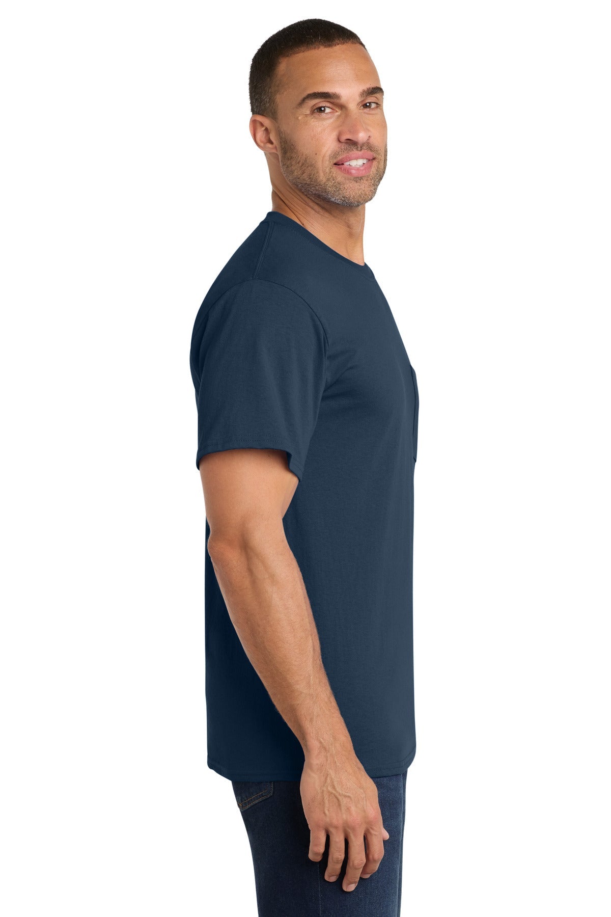 Navy Port & Co Core Cotton Pocket Tee. PC54P