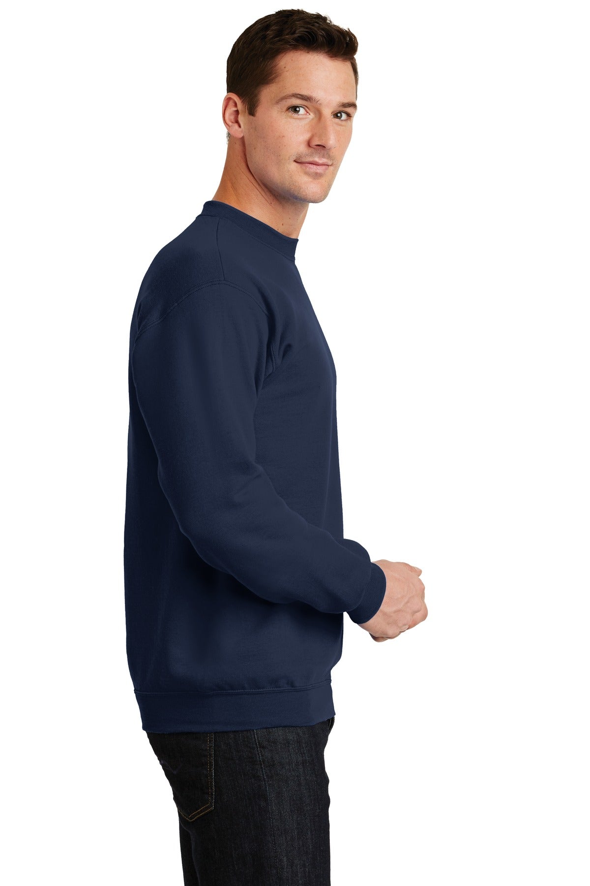 Navy Port & Co Core Fleece Crewneck Sweatshirt. PC78