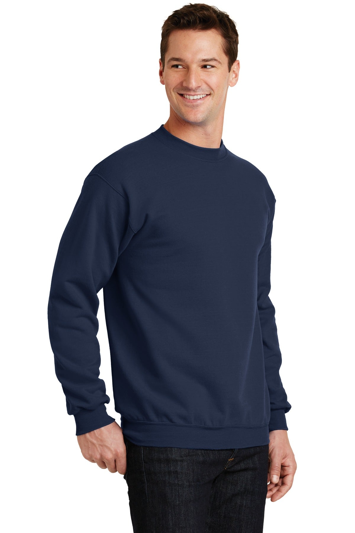 Navy Port & Co Core Fleece Crewneck Sweatshirt. PC78