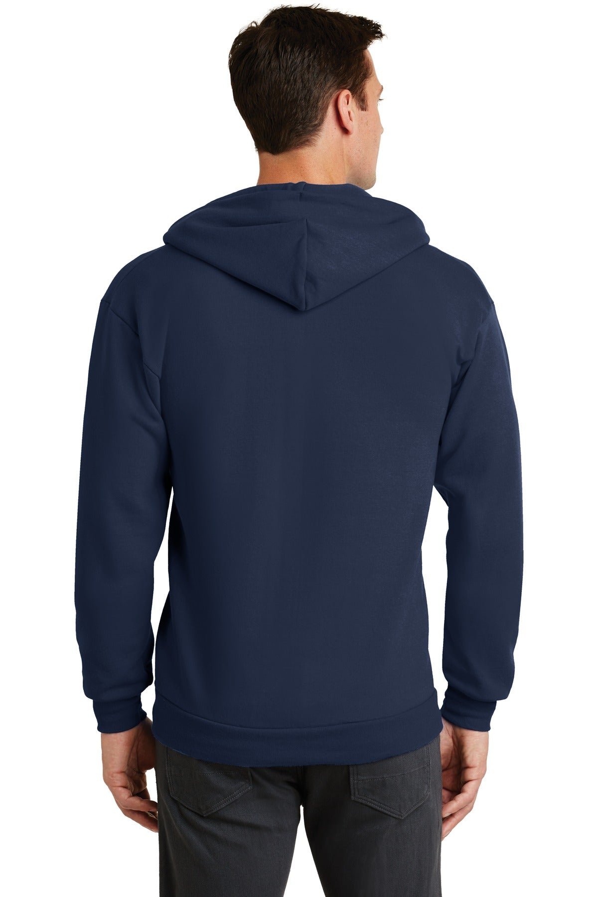 Navy Port & Co Core Fleece Full-Zip Hooded Sweatshirt. PC78ZH