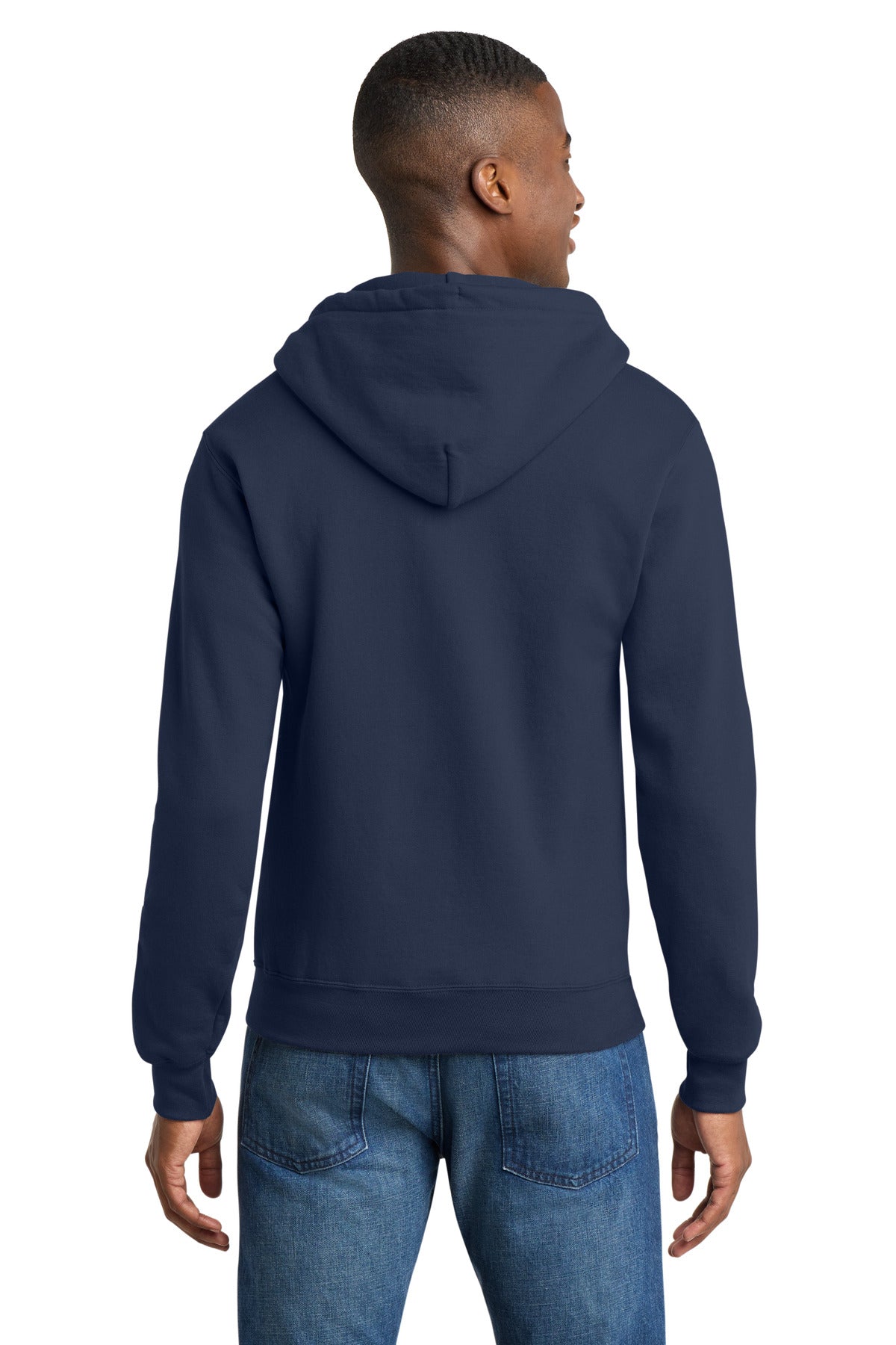 Navy Port & Co Core Fleece Full-Zip Hooded Sweatshirt. PC78ZH