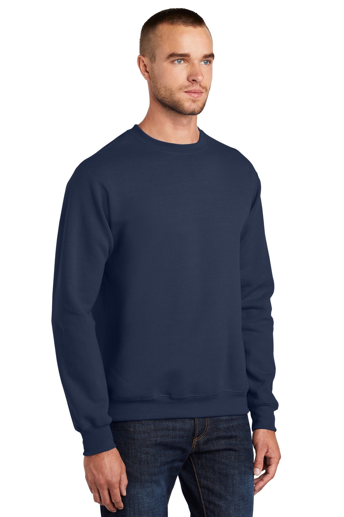 Navy Port & Co Essential Fleece Crewneck Sweatshirt. PC90