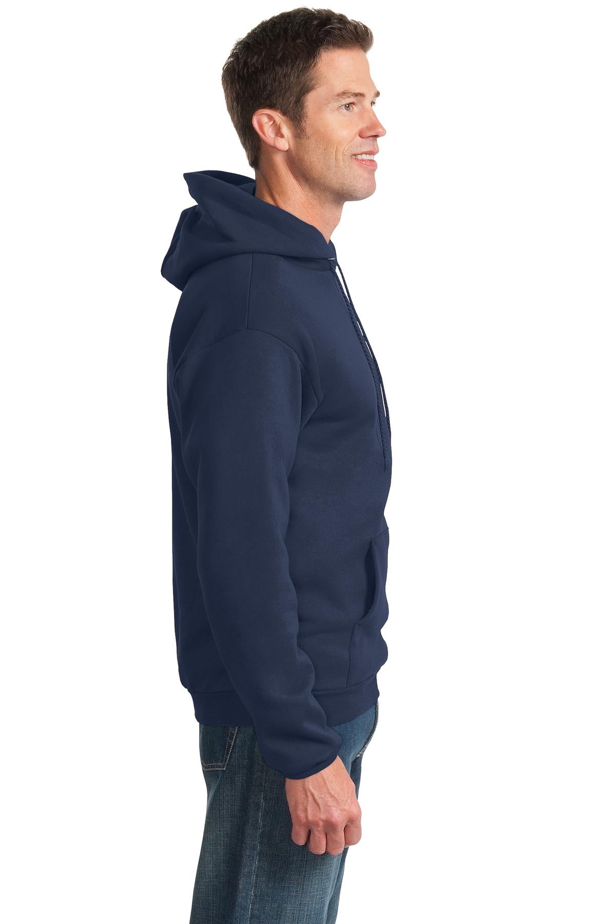 Navy Port & Co Essential Fleece Pullover Hooded Sweatshirt. PC90H