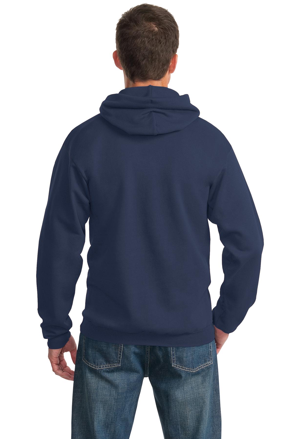 Navy Port & Co Essential Fleece Pullover Hooded Sweatshirt. PC90H