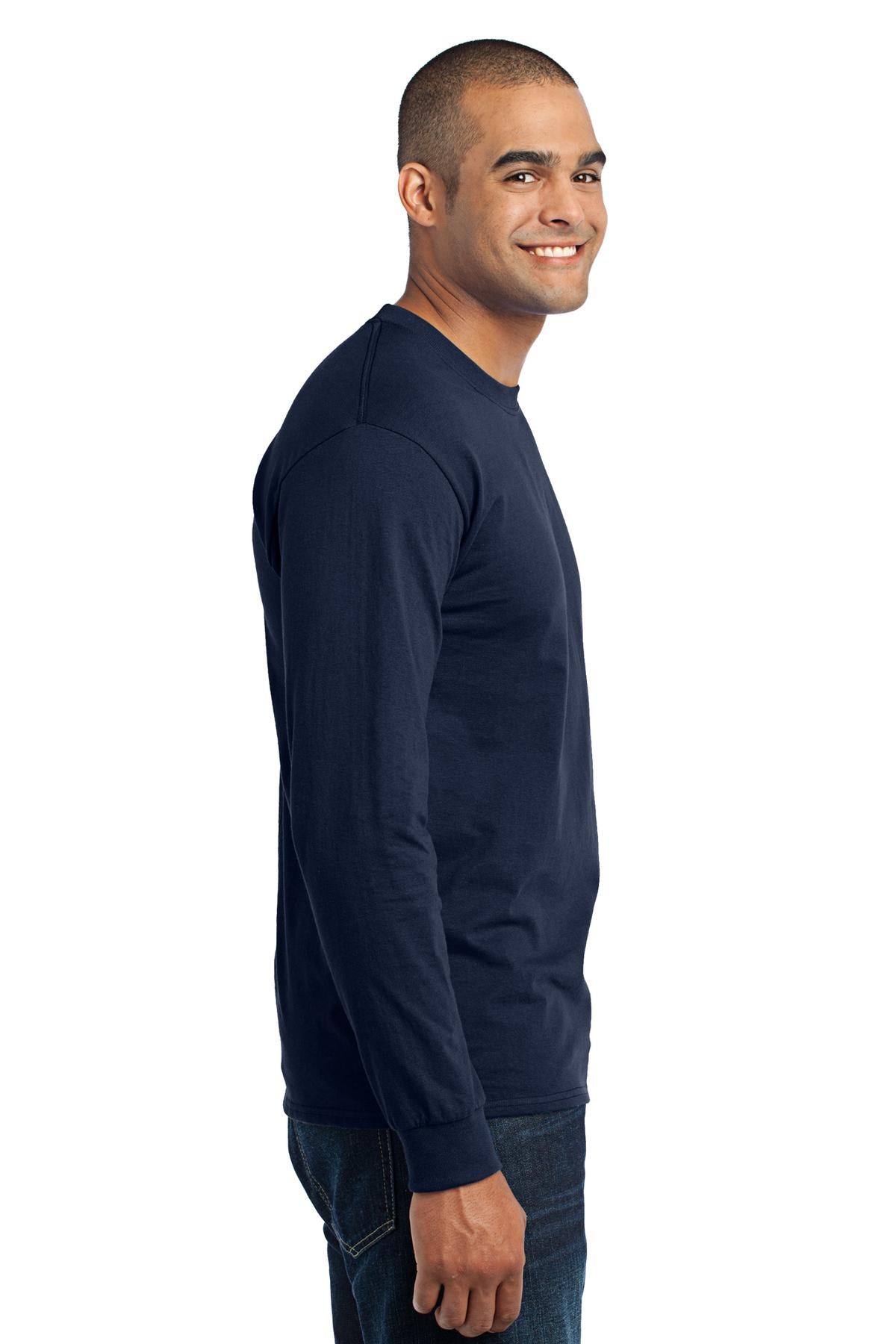 Navy Port & Co Long Sleeve Core Blend Tee. PC55LS