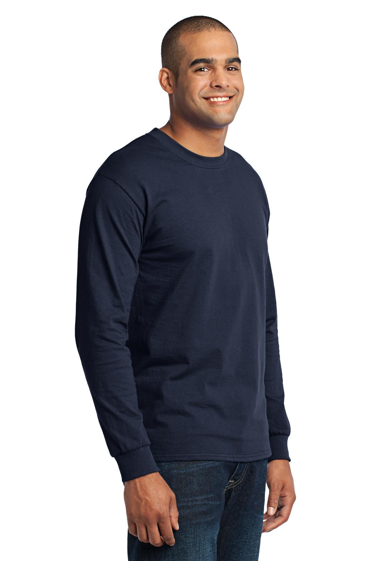 Navy Port & Co Long Sleeve Core Blend Tee. PC55LS