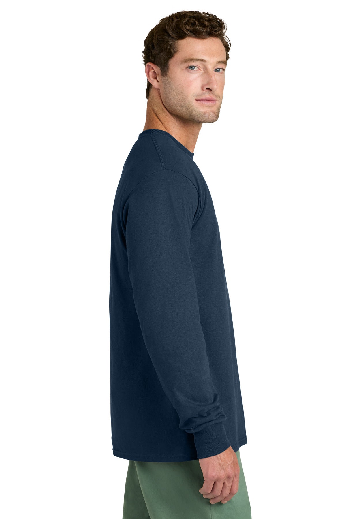Navy Port & Co Long Sleeve Core Cotton Tee. PC54LS