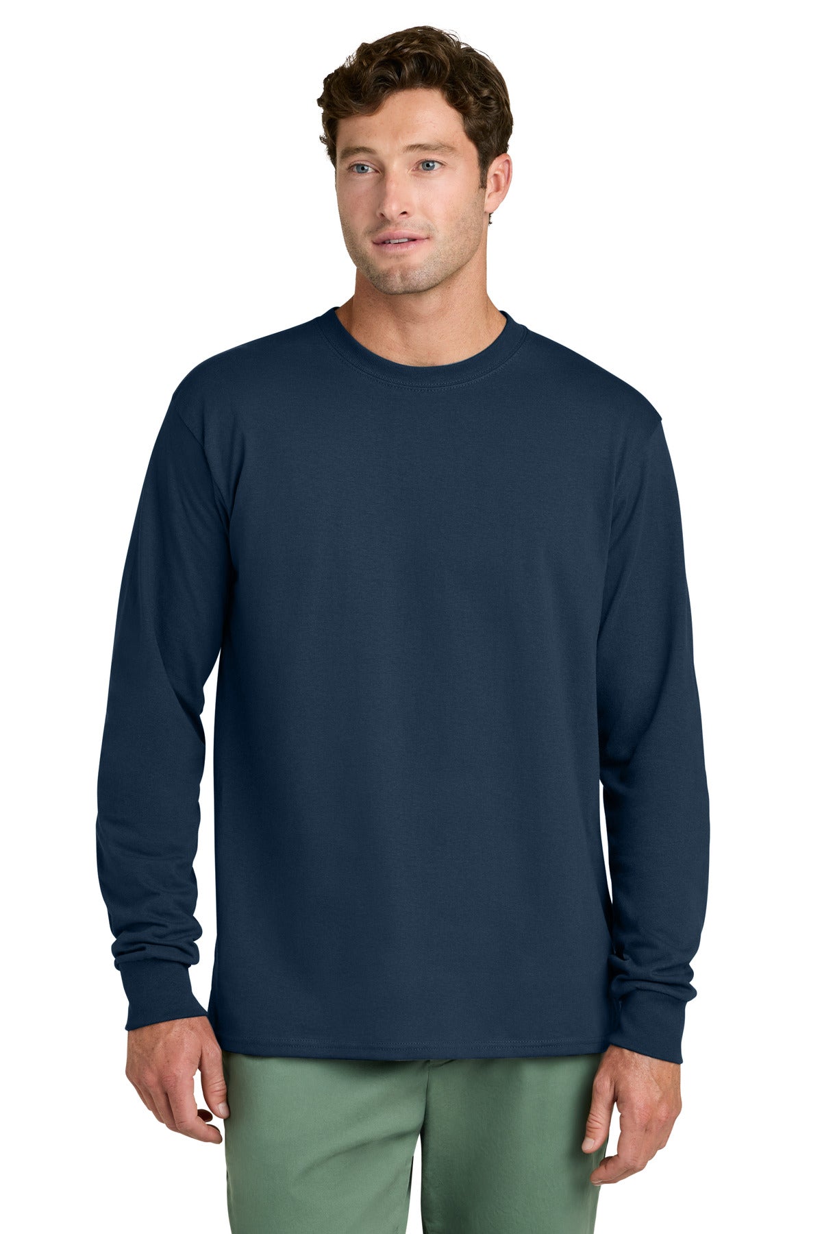 Navy Port & Co Long Sleeve Core Cotton Tee. PC54LS