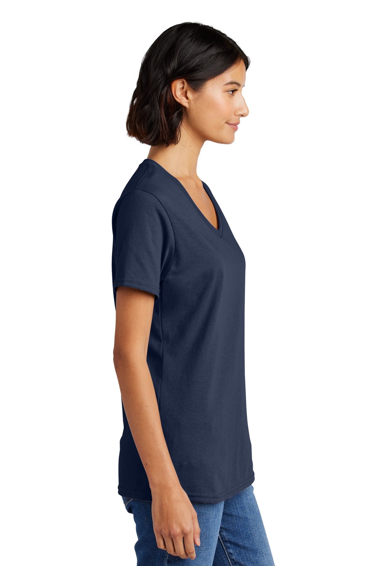 Navy Port & Co Women's Core Cotton V-Neck Tee. LPC54V