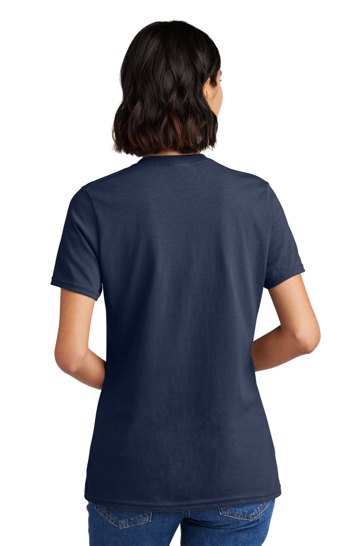 Navy Port & Co Women's Core Cotton V-Neck Tee. LPC54V