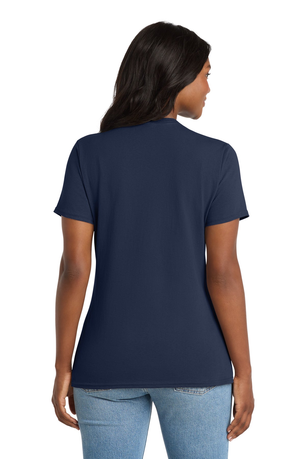 Navy Port & Co Women's Core Cotton V-Neck Tee. LPC54V