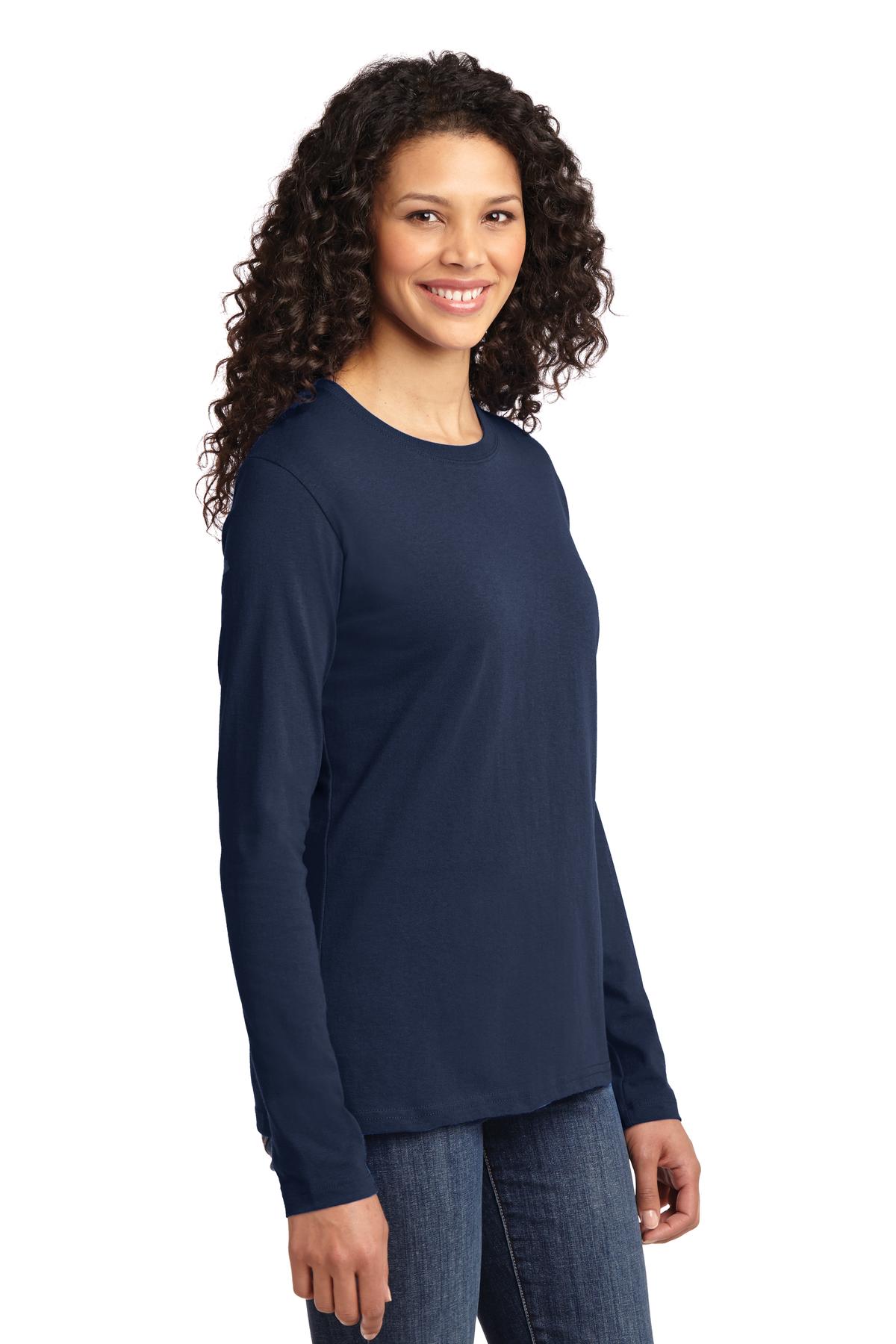 Navy Port & Co Women's Long Sleeve Core Cotton Tee. LPC54LS