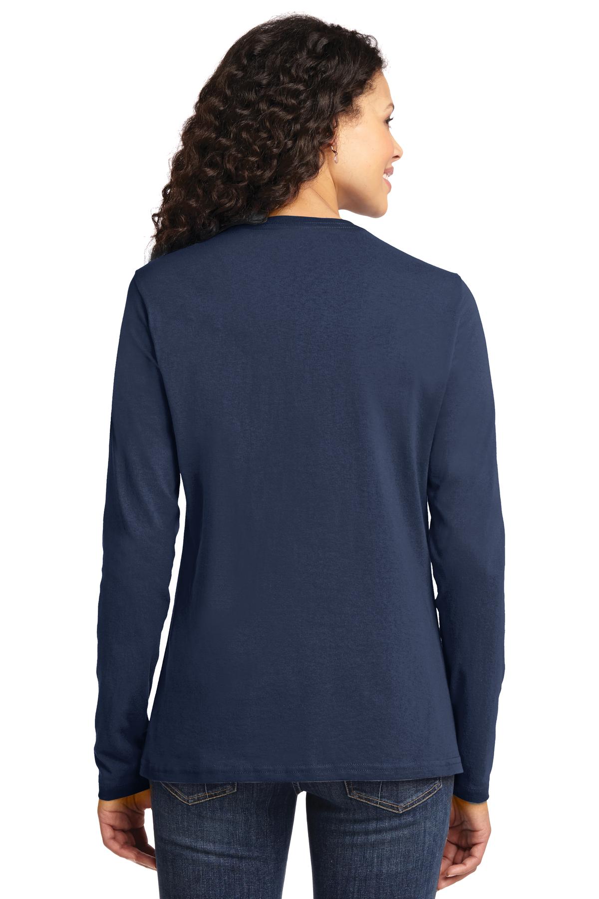 Navy Port & Co Women's Long Sleeve Core Cotton Tee. LPC54LS