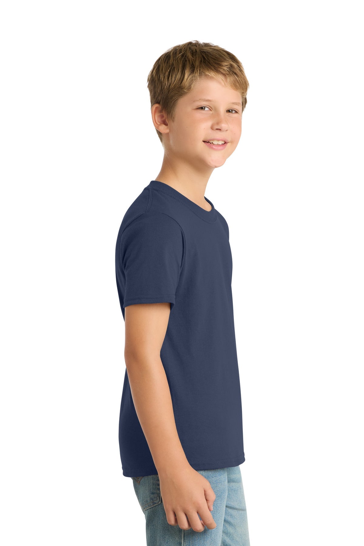 Navy Port & Co Youth Core Blend Tee. PC55Y