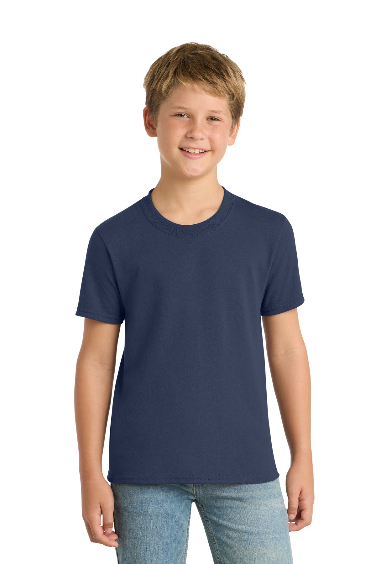 Navy Port & Co Youth Core Blend Tee. PC55Y