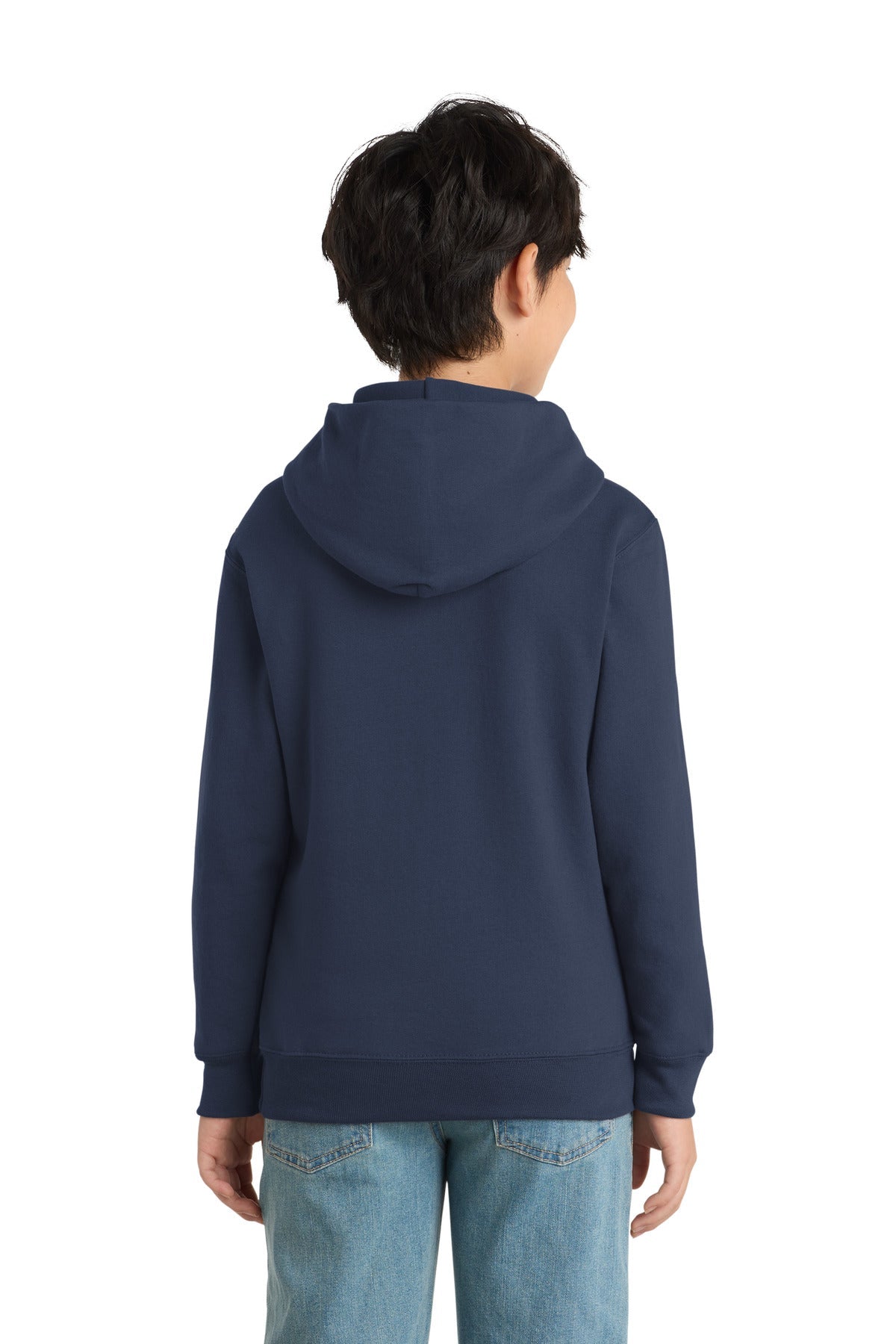Navy Port & Co Youth Core Fleece Pullover Hooded Sweatshirt. PC90YH
