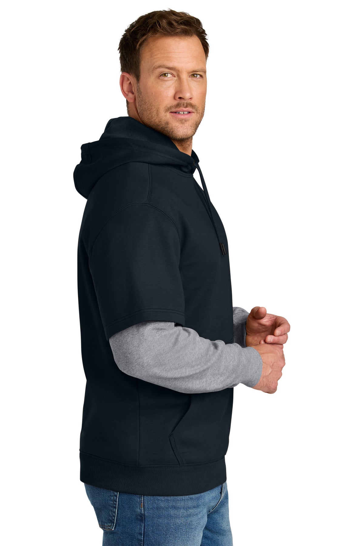 Navy/HtGy CornerStone Tough Fleece Layered Hoodie CSF632