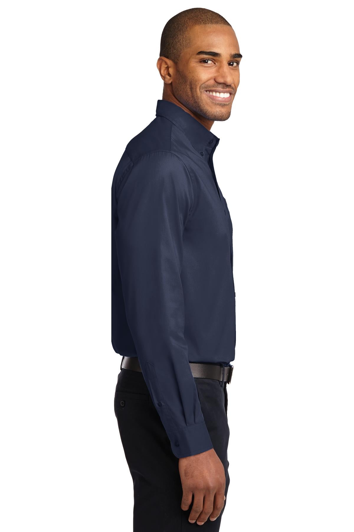 Navy/Lt Stone Port Authority Long Sleeve Easy Care Shirt S608