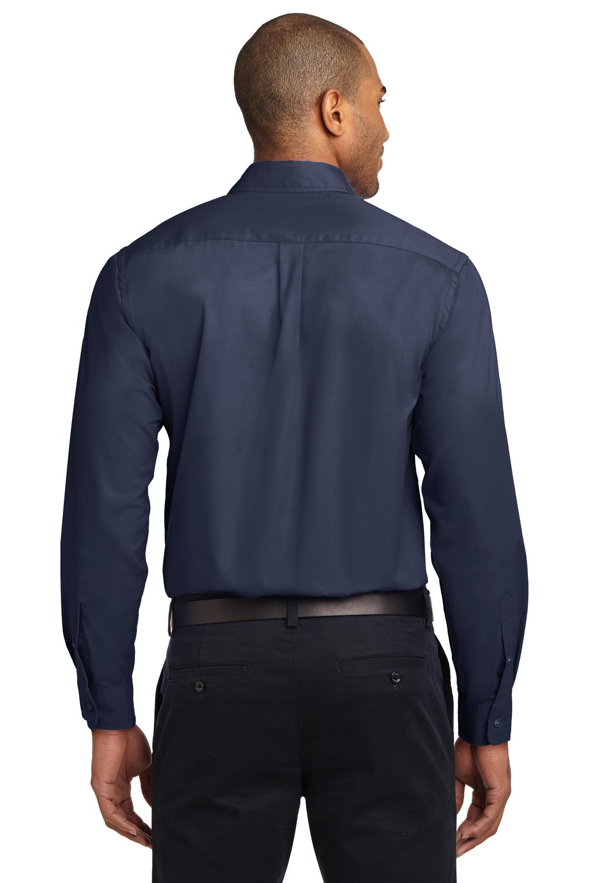 Navy/Lt Stone Port Authority Long Sleeve Easy Care Shirt S608