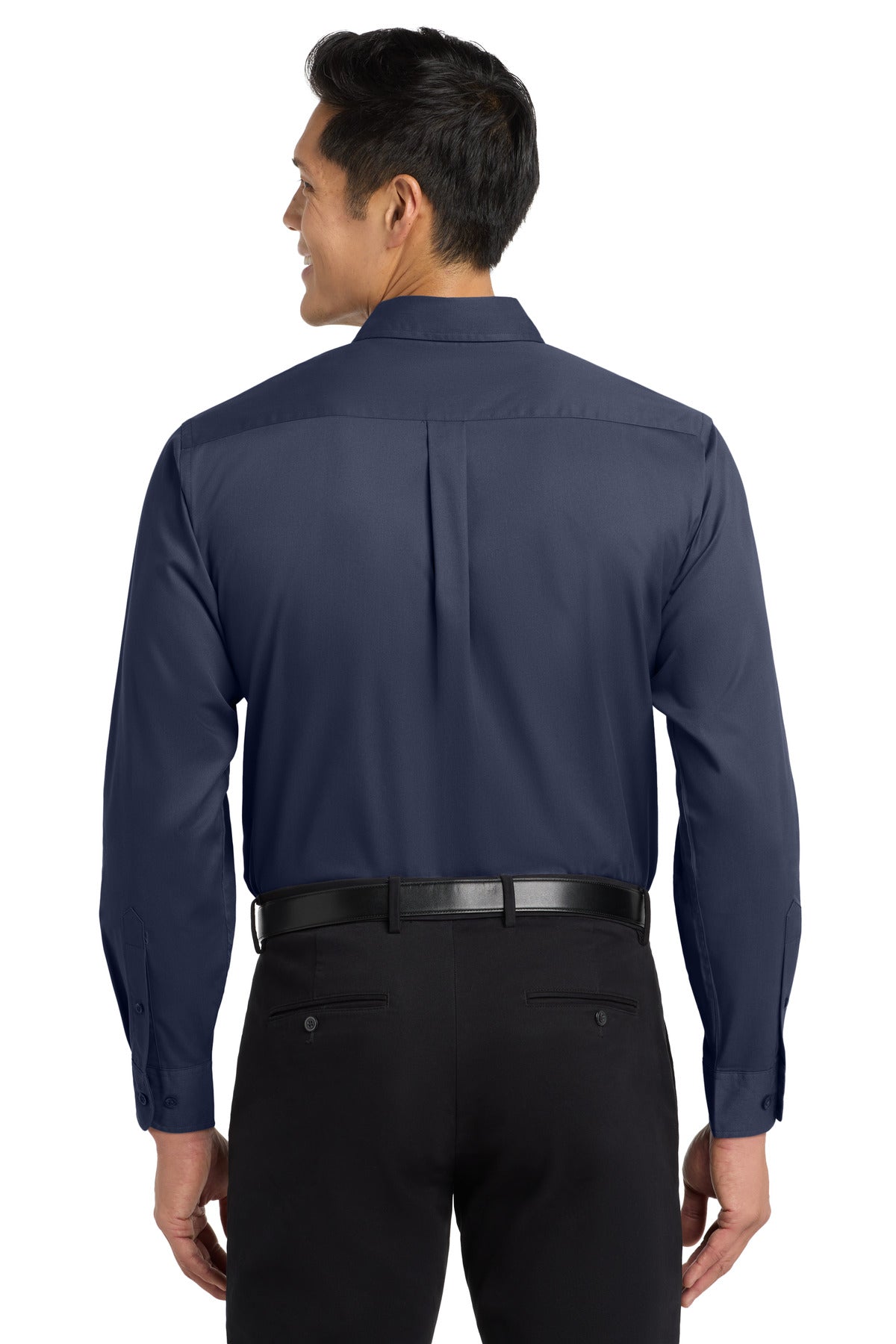 Navy/Lt Stone Port Authority Long Sleeve Easy Care Shirt S608