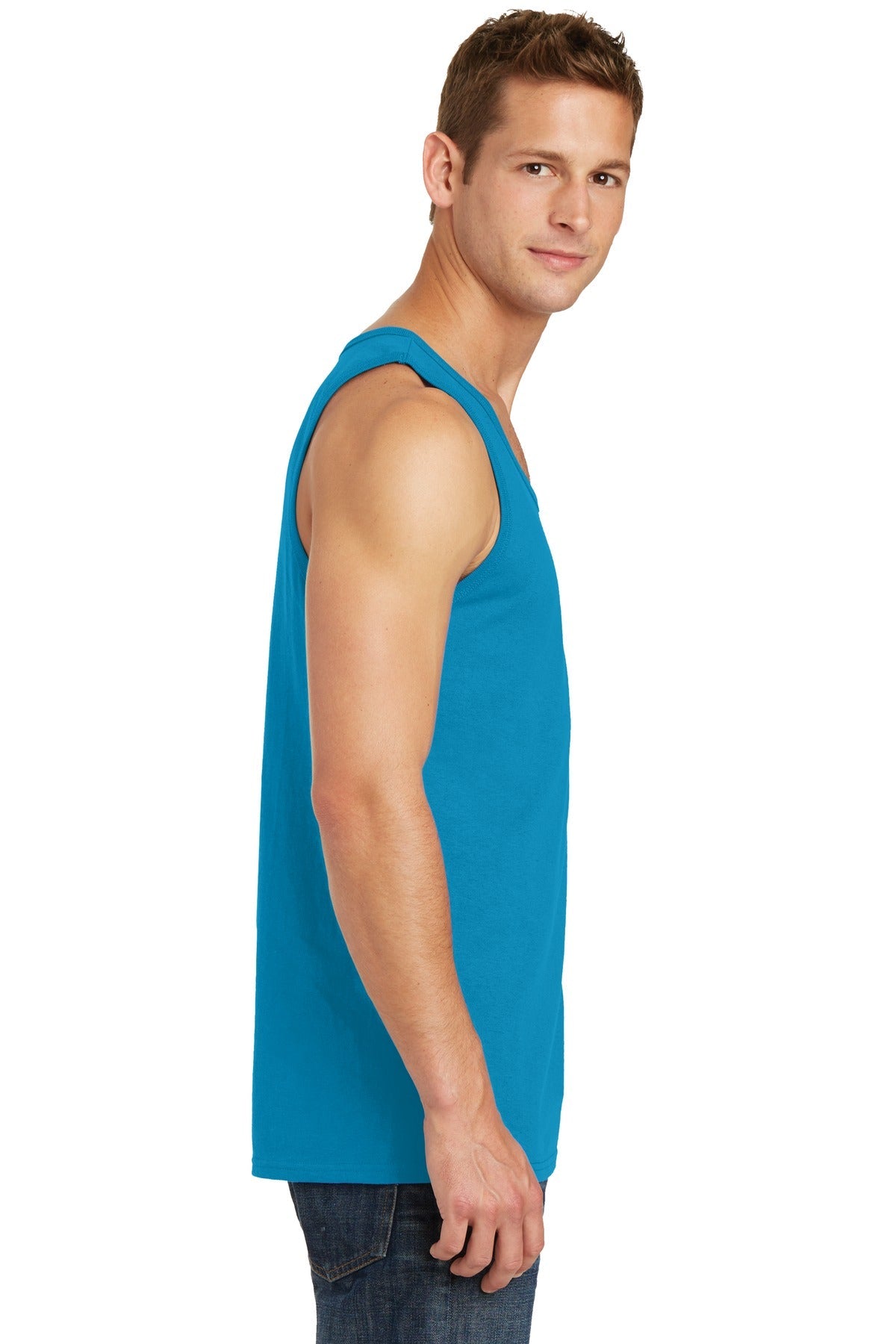 Neon Blue Port & Co Core Cotton Tank Top. PC54TT