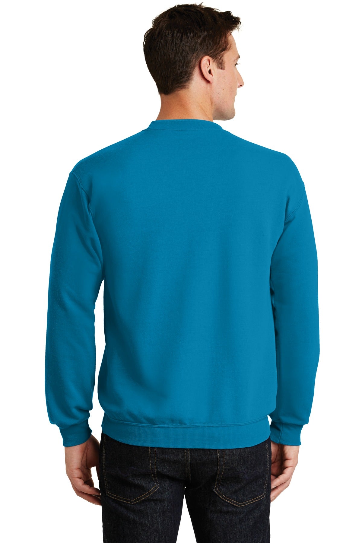 Neon Blue Port & Co Core Fleece Crewneck Sweatshirt. PC78