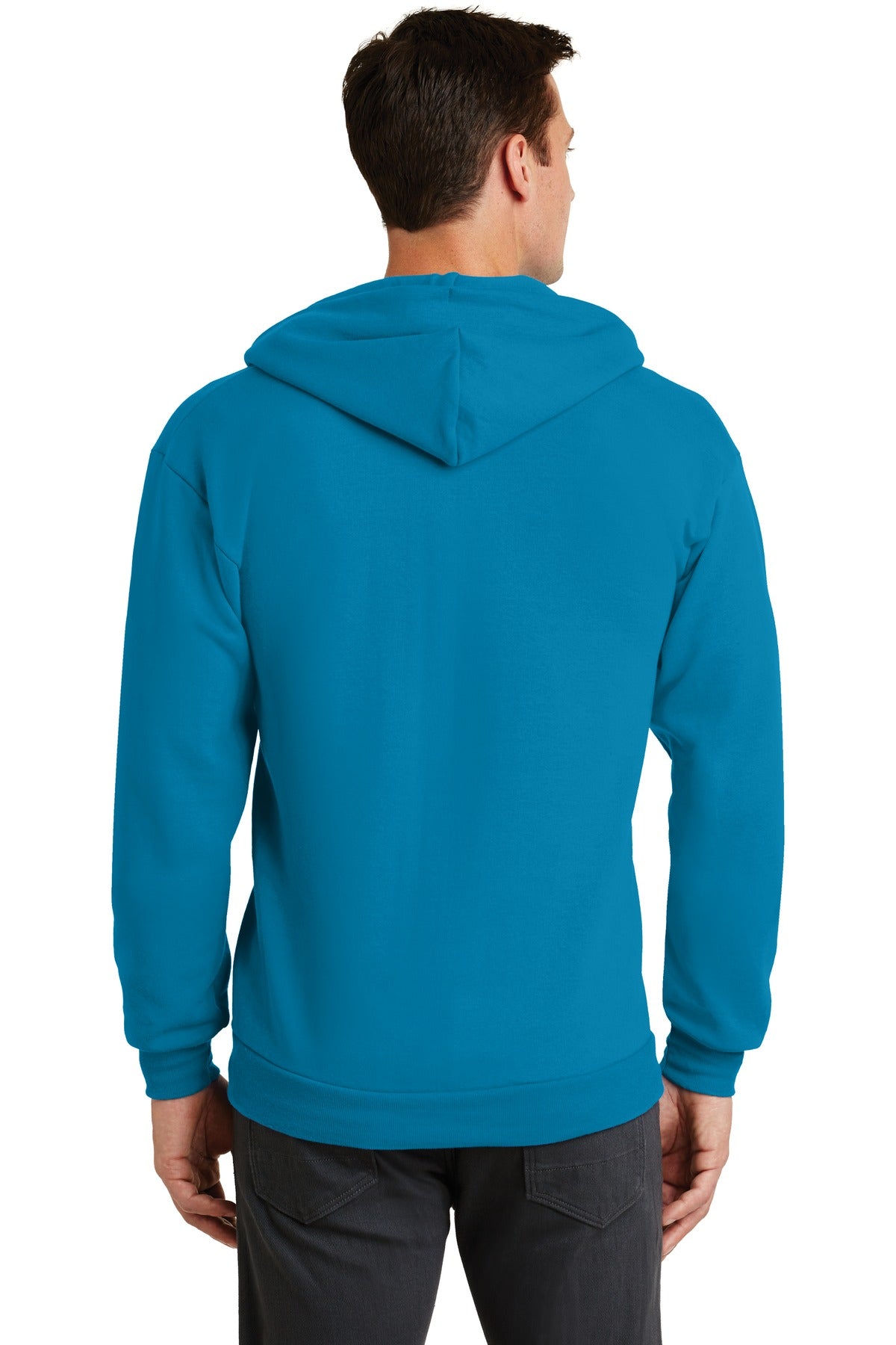 Neon Blue Port & Co Core Fleece Full-Zip Hooded Sweatshirt. PC78ZH