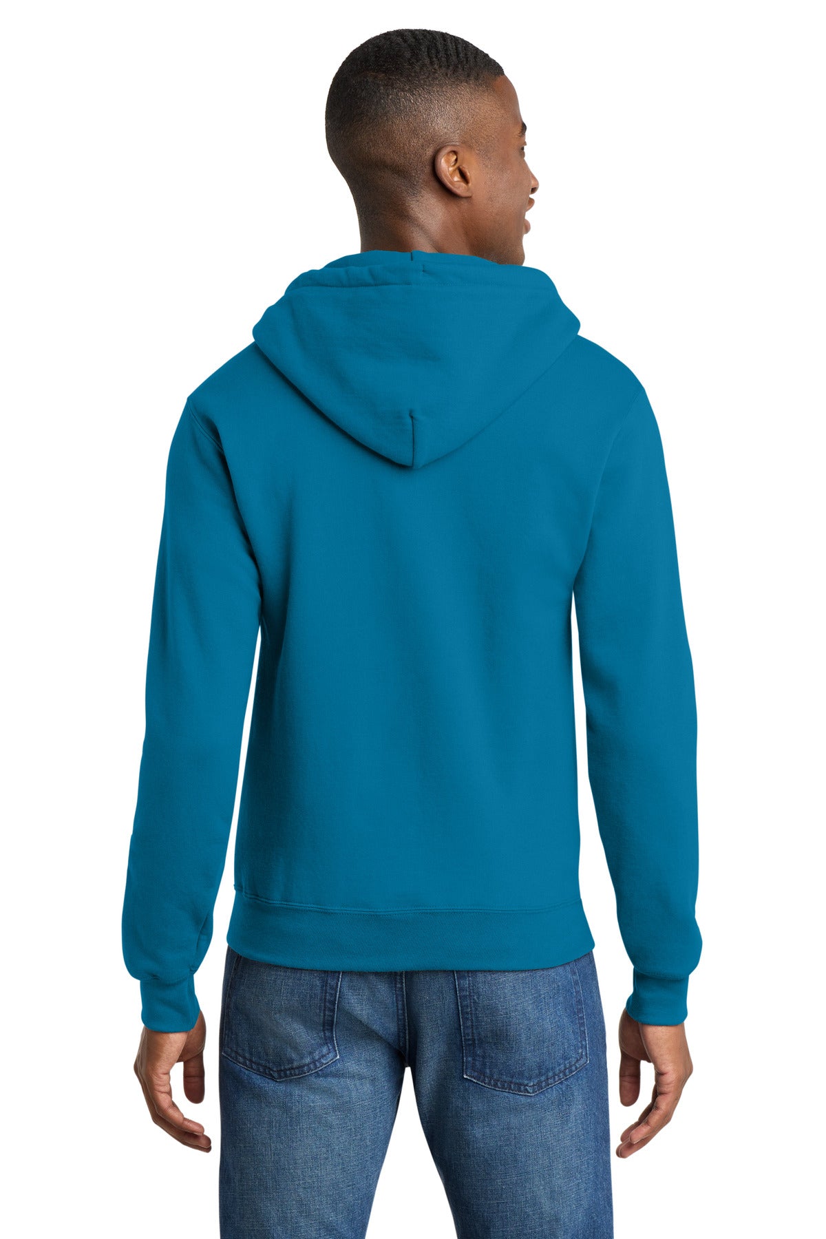 Neon Blue Port & Co Core Fleece Full-Zip Hooded Sweatshirt. PC78ZH