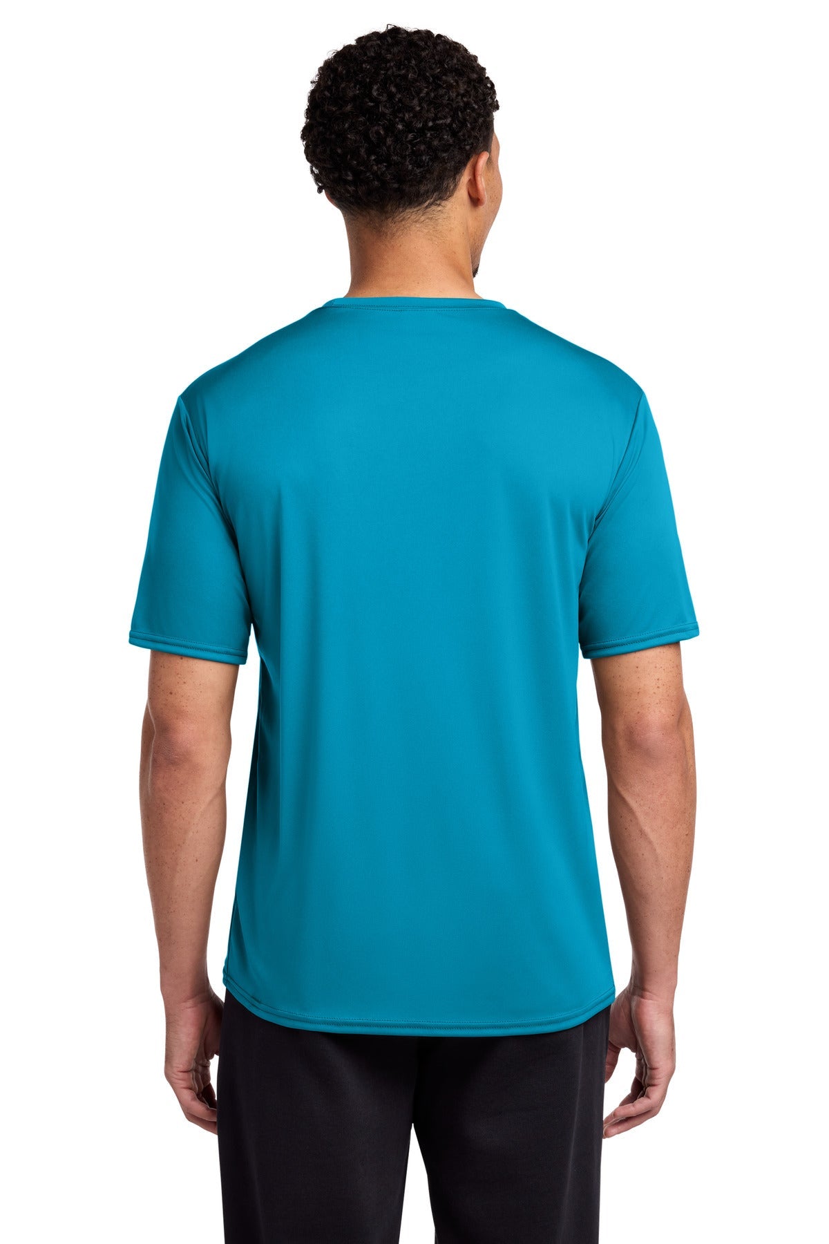 Neon Blue Port & Co Performance Tee. PC380