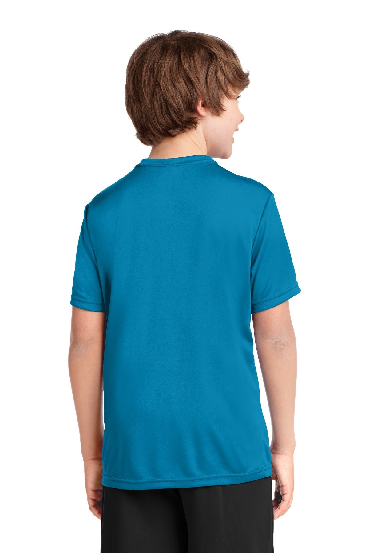 Neon Blue Port & Co Youth Performance Tee. PC380Y
