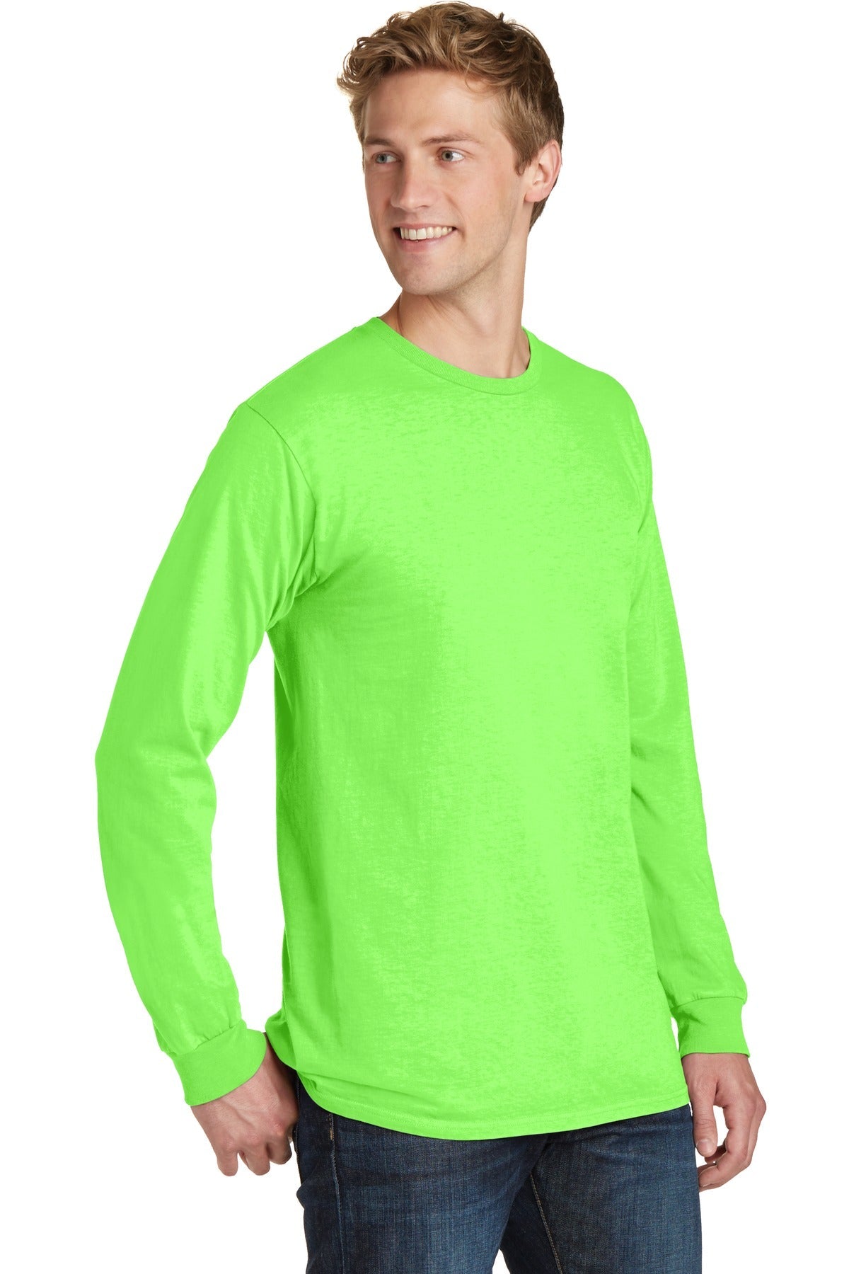 Neon Green Port & Co Beach Wash Garment-Dyed Long Sleeve Tee PC099LS