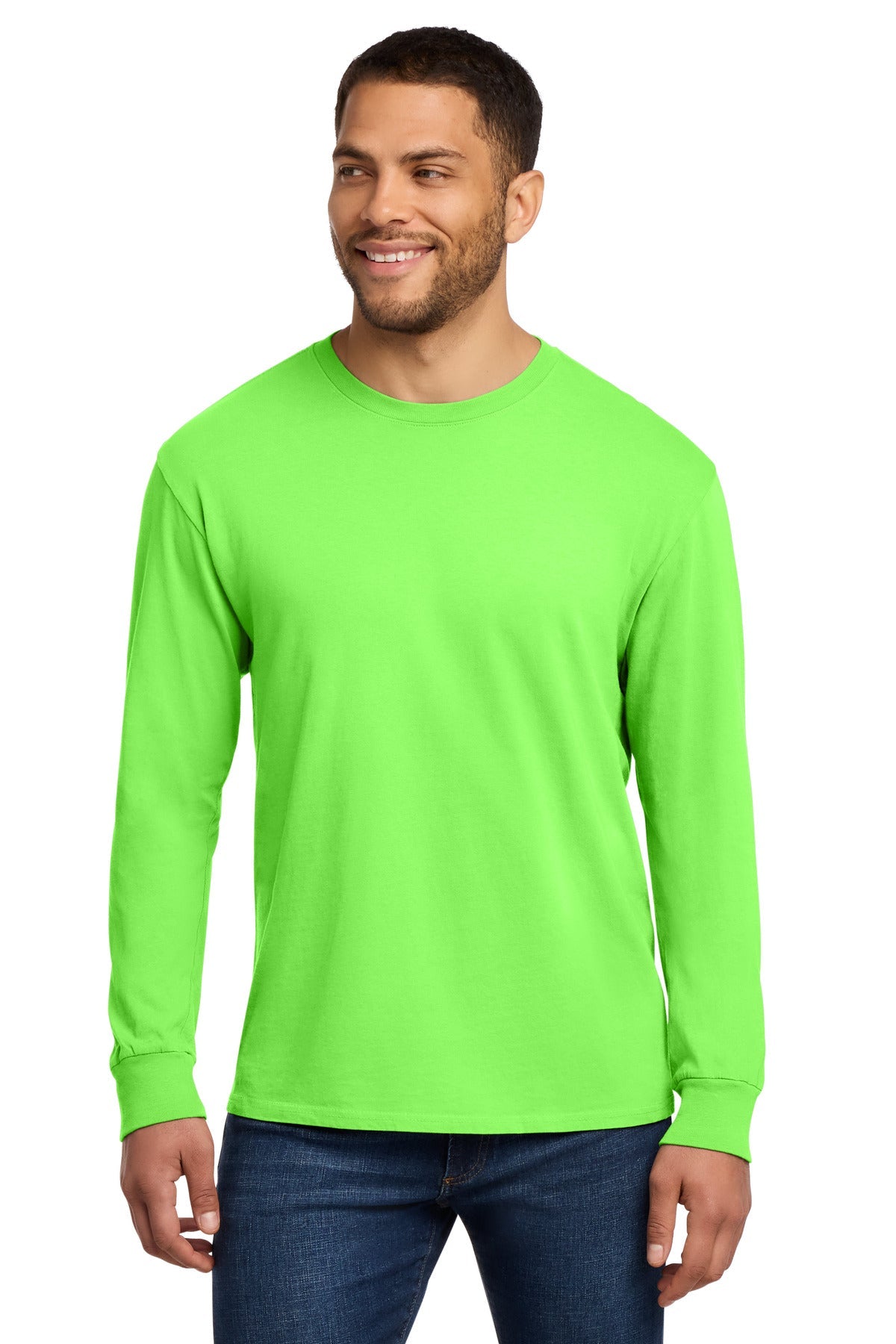 Neon Green Port & Co Beach Wash Garment-Dyed Long Sleeve Tee PC099LS