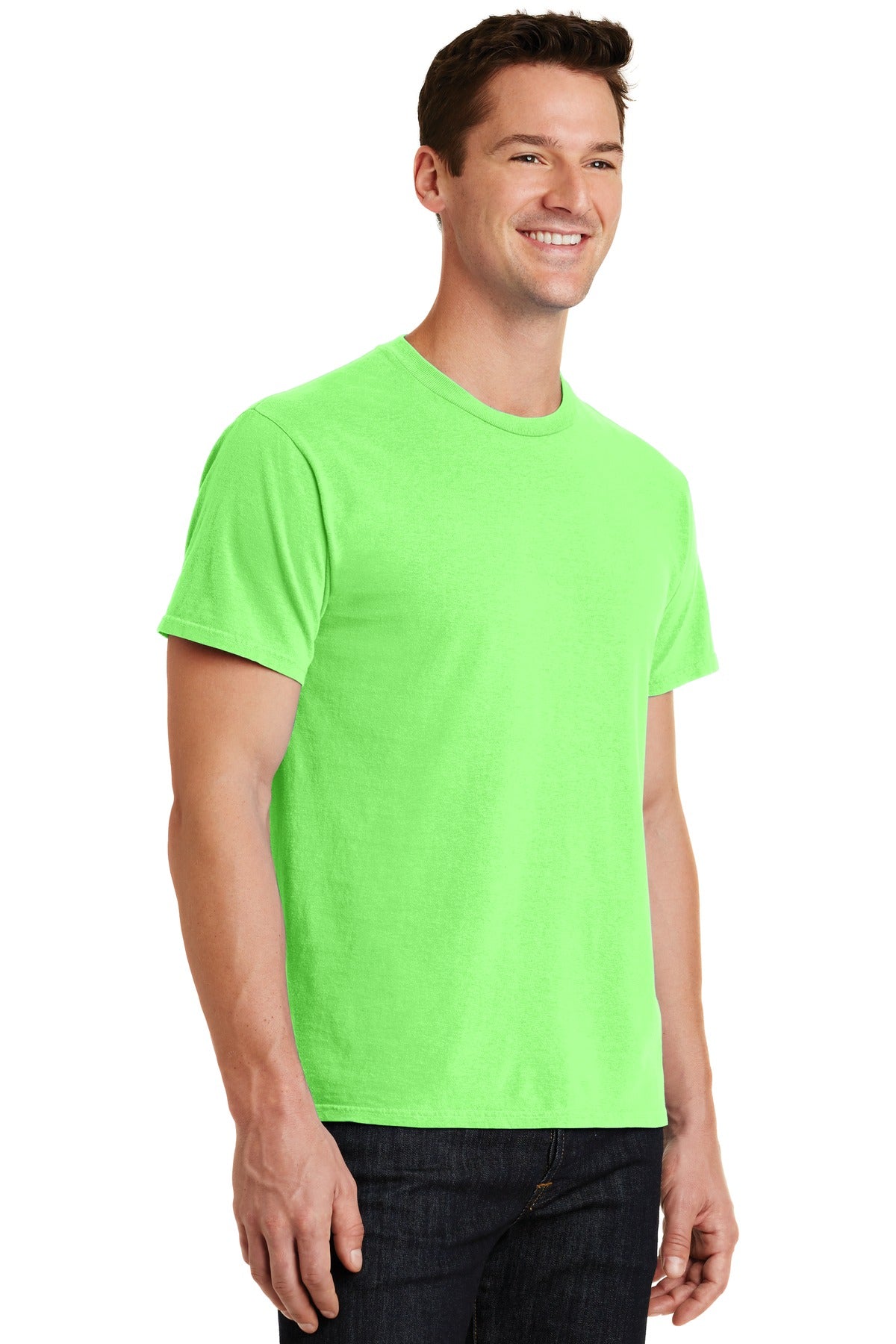 Neon Green Port & Co Beach Wash Garment-Dyed Tee. PC099