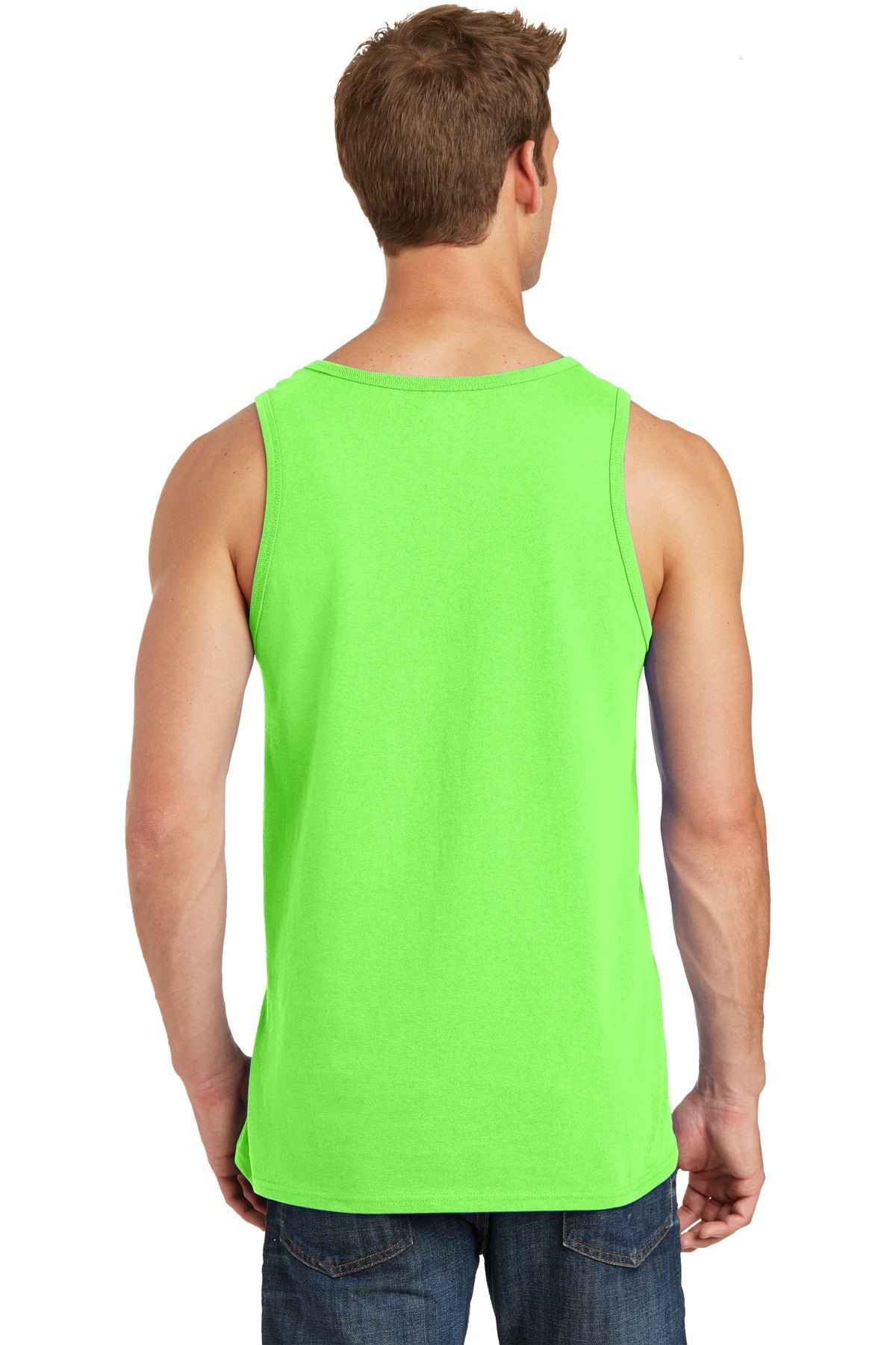 Neon Green Port & Co Core Cotton Tank Top. PC54TT