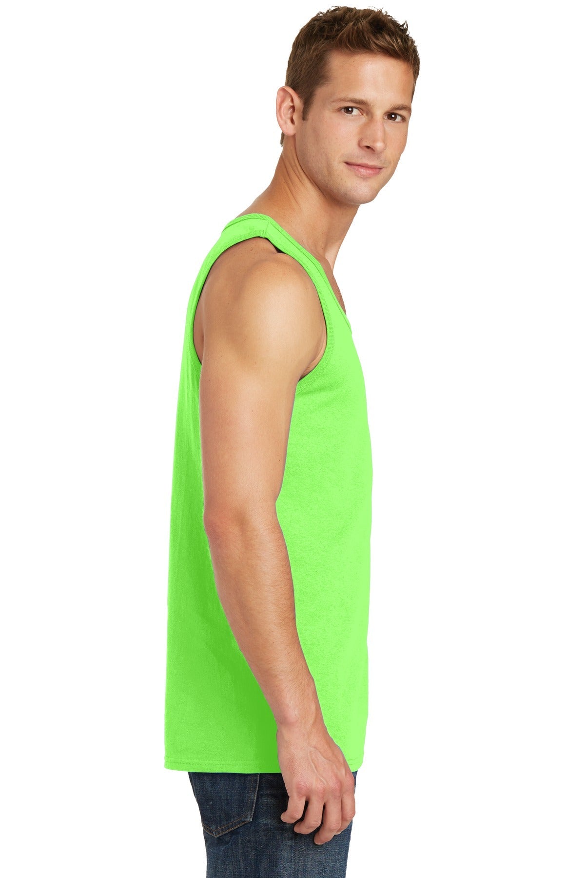 Neon Green Port & Co Core Cotton Tank Top. PC54TT