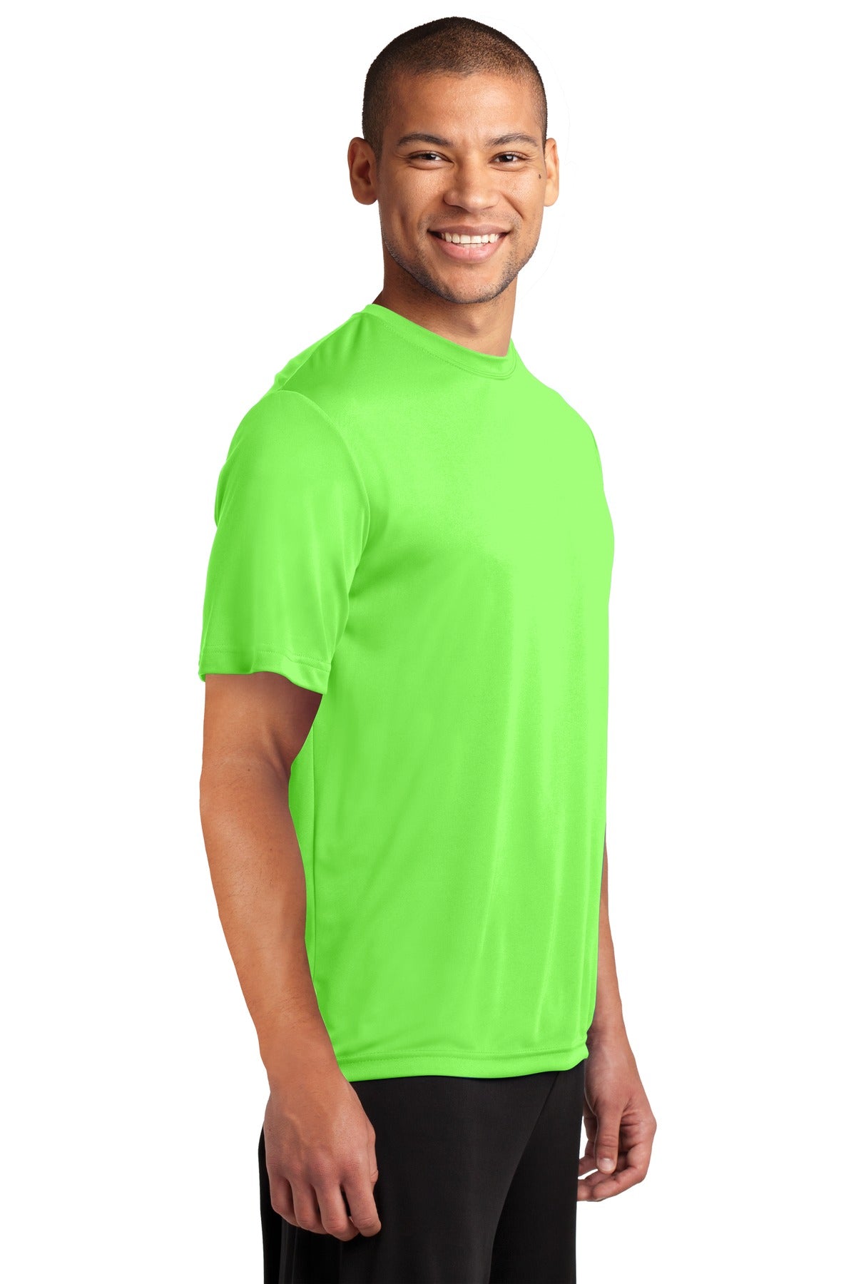 Neon Green Port & Co Performance Tee. PC380