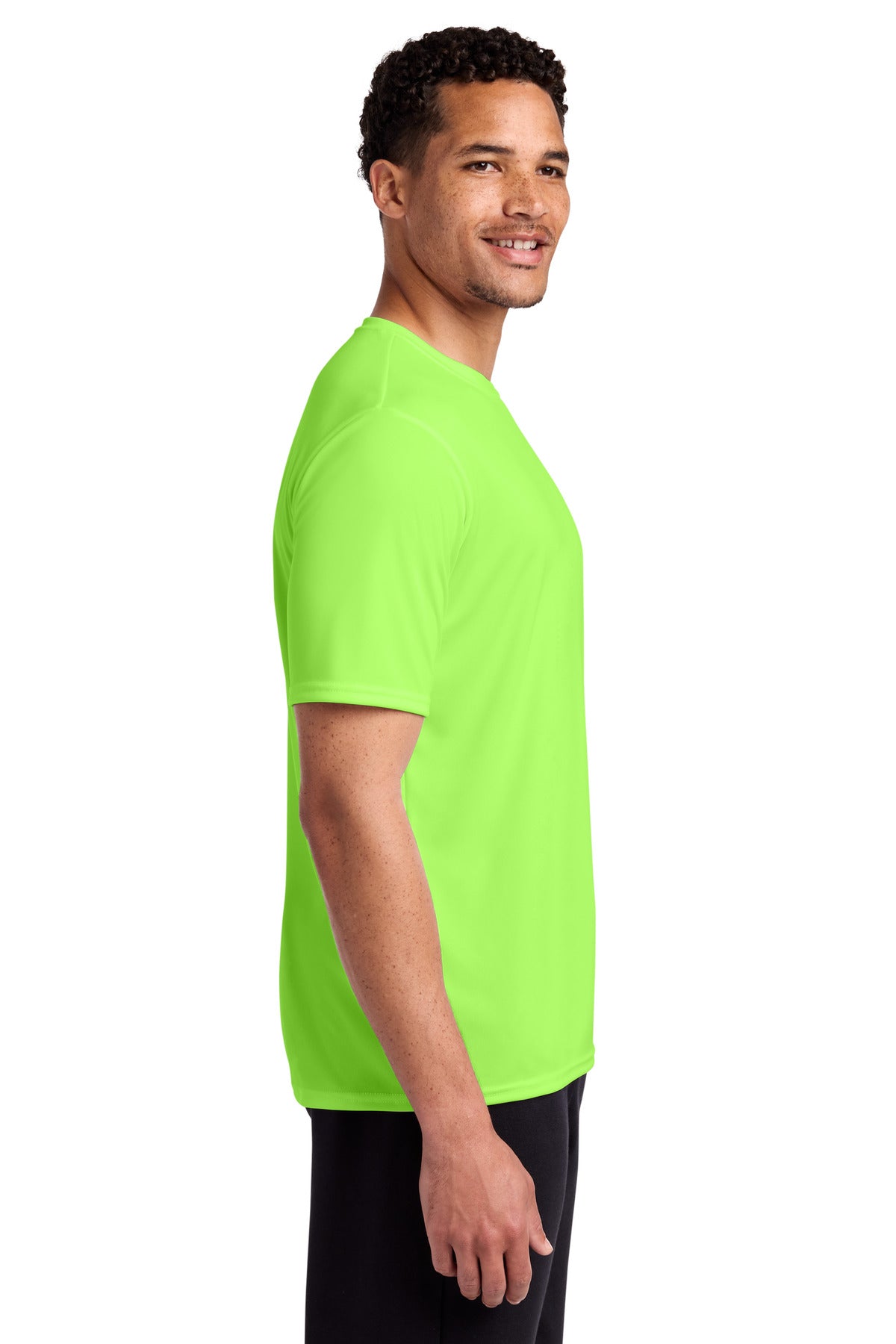 Neon Green Port & Co Performance Tee. PC380